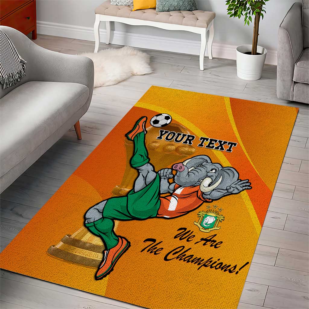 Custom Ivory Coast Football Area Rug 2024 Mascot With Champions Trophy LT14