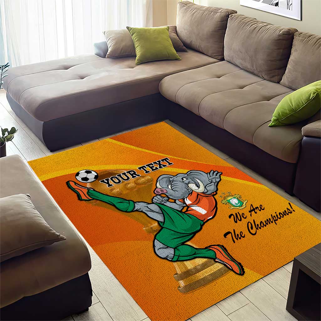 Custom Ivory Coast Football Area Rug 2024 Mascot With Champions Trophy LT14