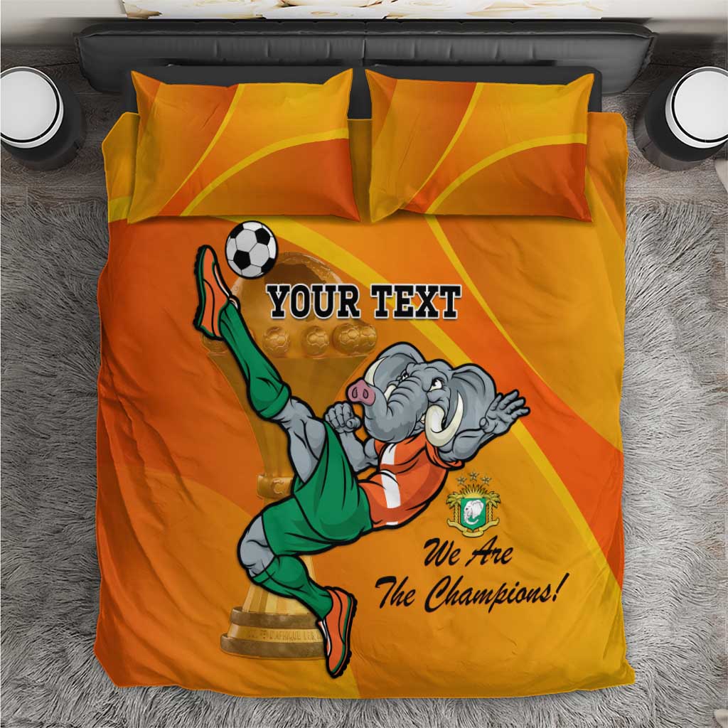 Custom Ivory Coast Football Bedding Set 2024 Mascot With Champions Trophy LT14