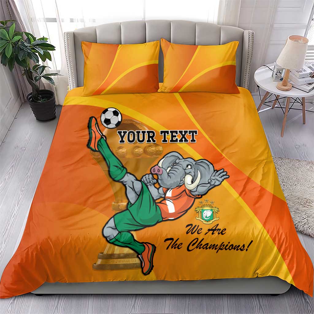 Custom Ivory Coast Football Bedding Set 2024 Mascot With Champions Trophy LT14