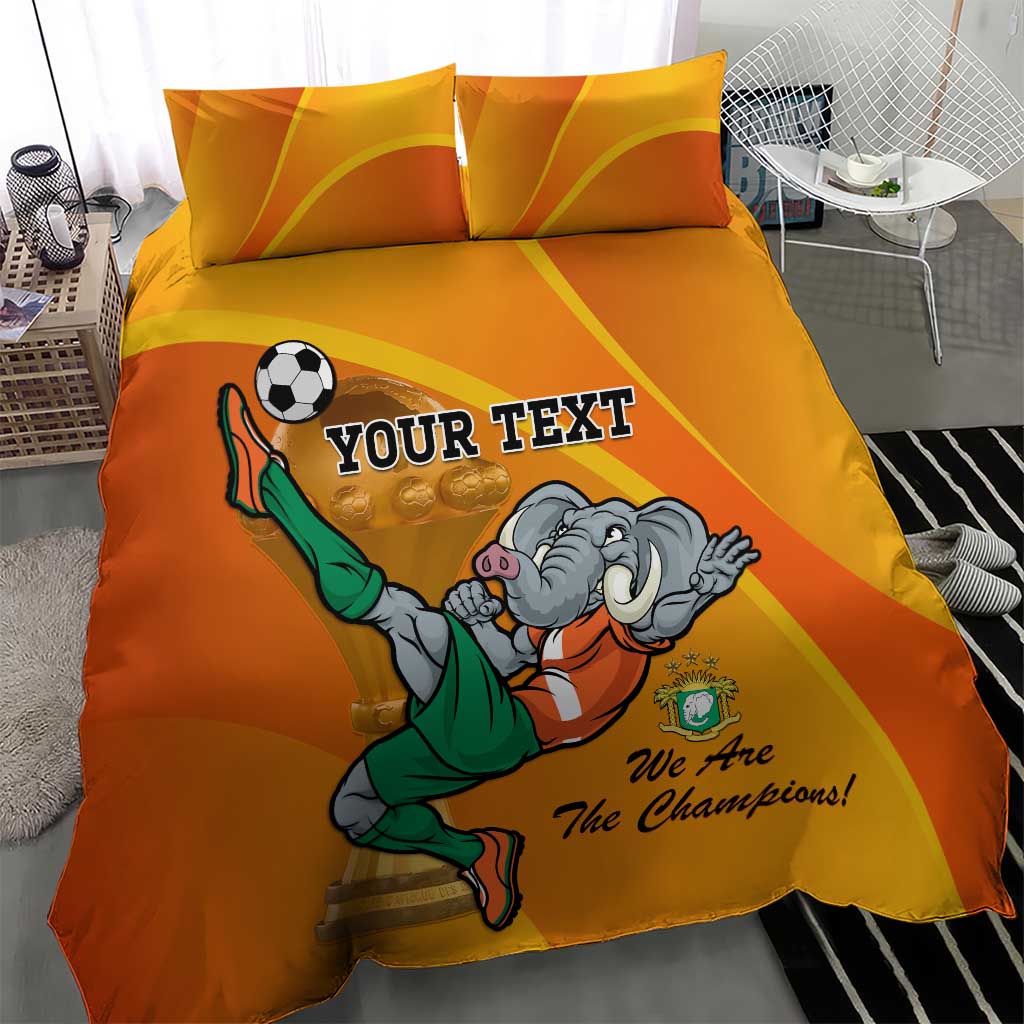 Custom Ivory Coast Football Bedding Set 2024 Mascot With Champions Trophy LT14