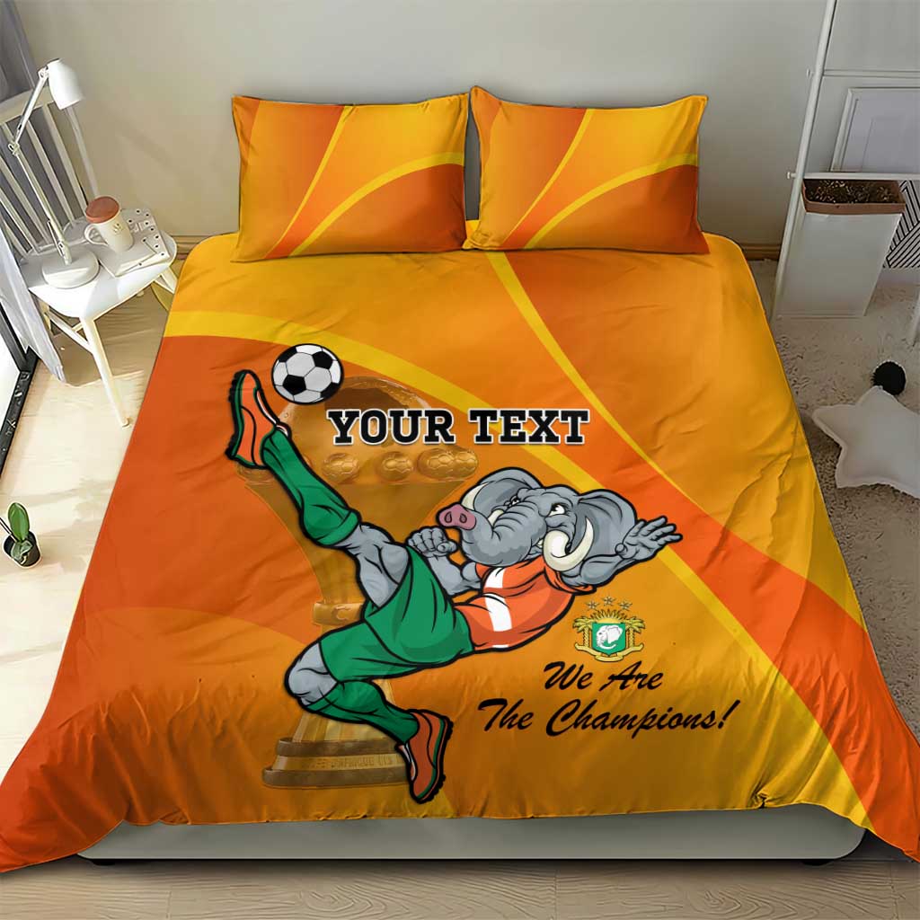 Custom Ivory Coast Football Bedding Set 2024 Mascot With Champions Trophy LT14