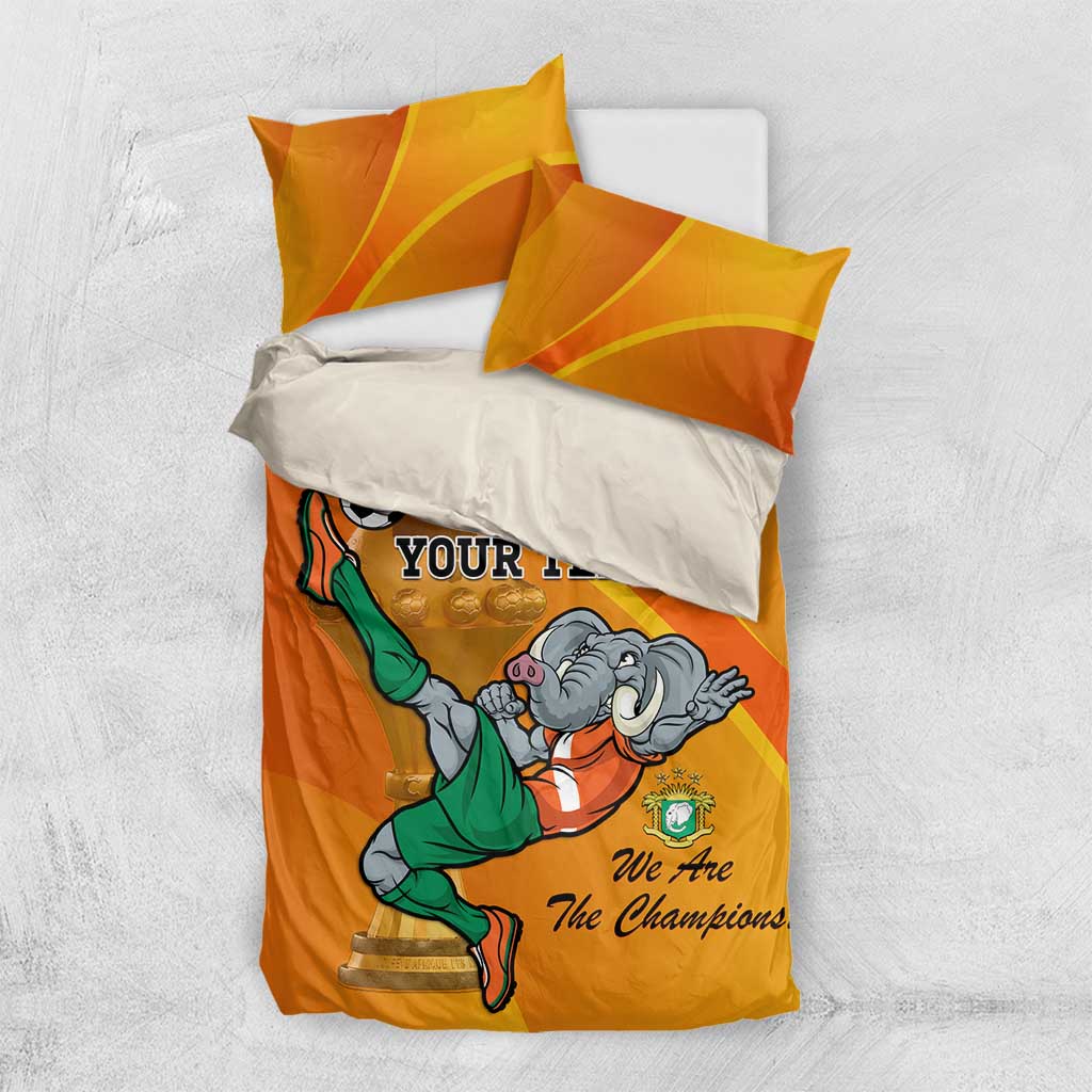 Custom Ivory Coast Football Bedding Set 2024 Mascot With Champions Trophy LT14