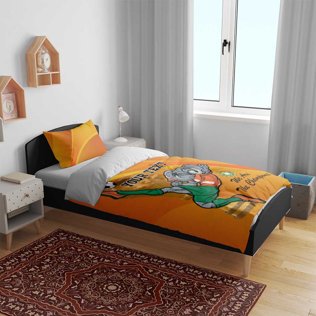 Custom Ivory Coast Football Bedding Set 2024 Mascot With Champions Trophy LT14