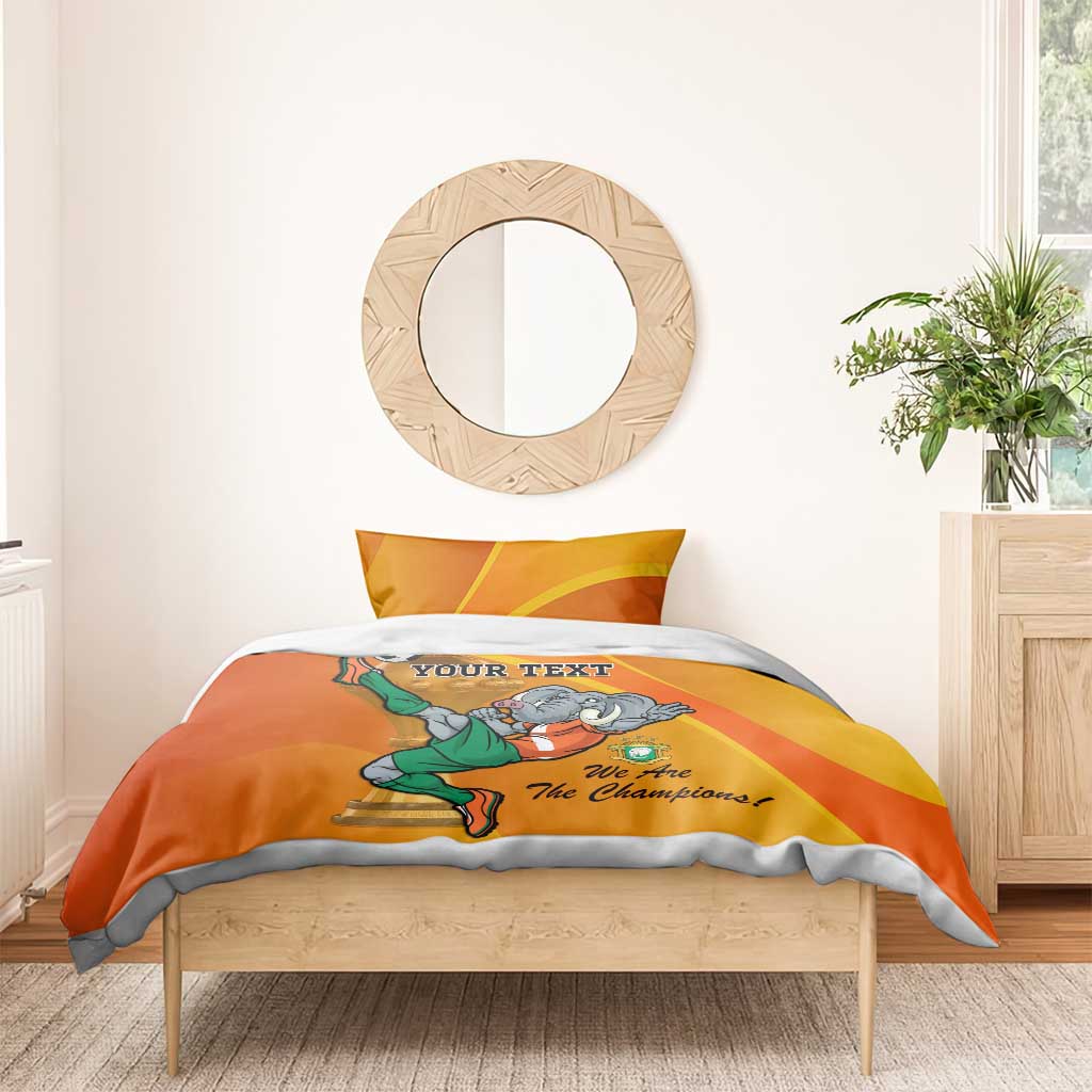 Custom Ivory Coast Football Bedding Set 2024 Mascot With Champions Trophy LT14