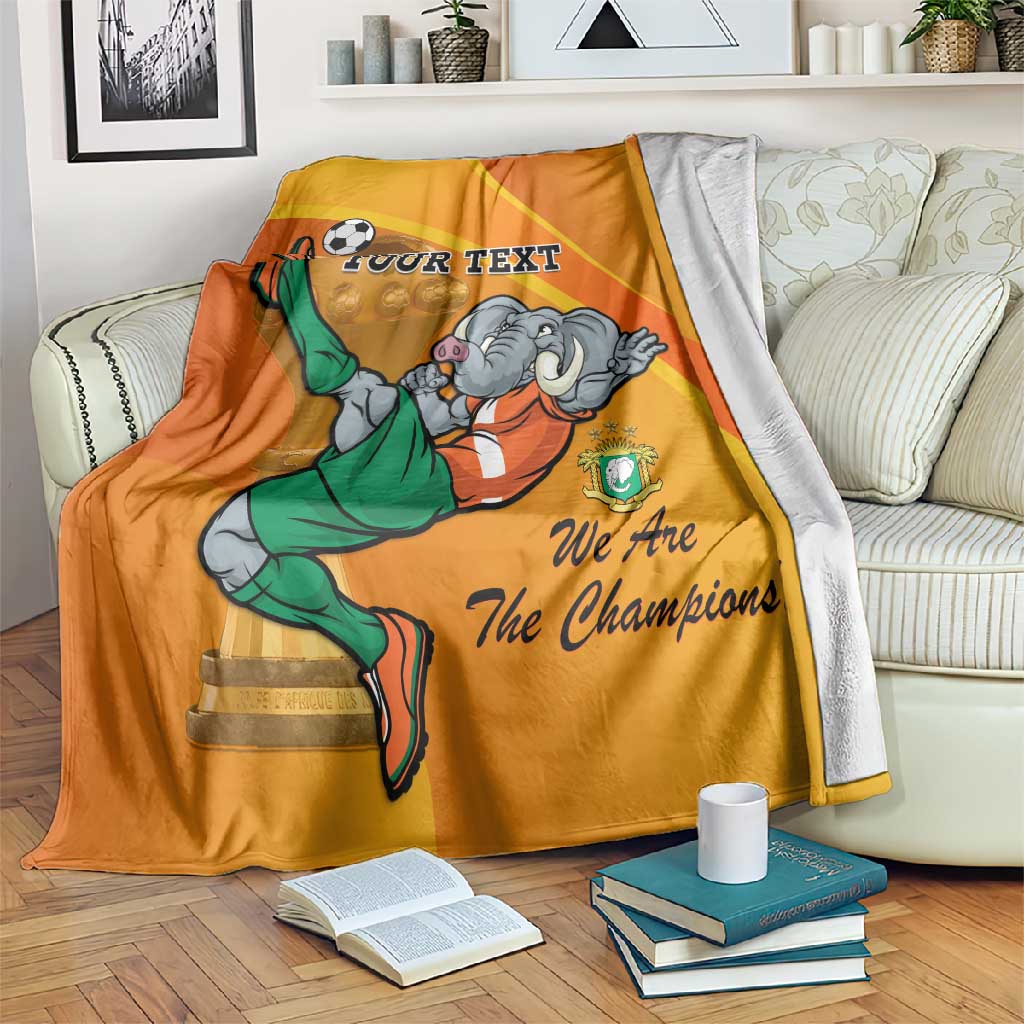 Custom Ivory Coast Football Blanket 2024 Mascot With Champions Trophy LT14