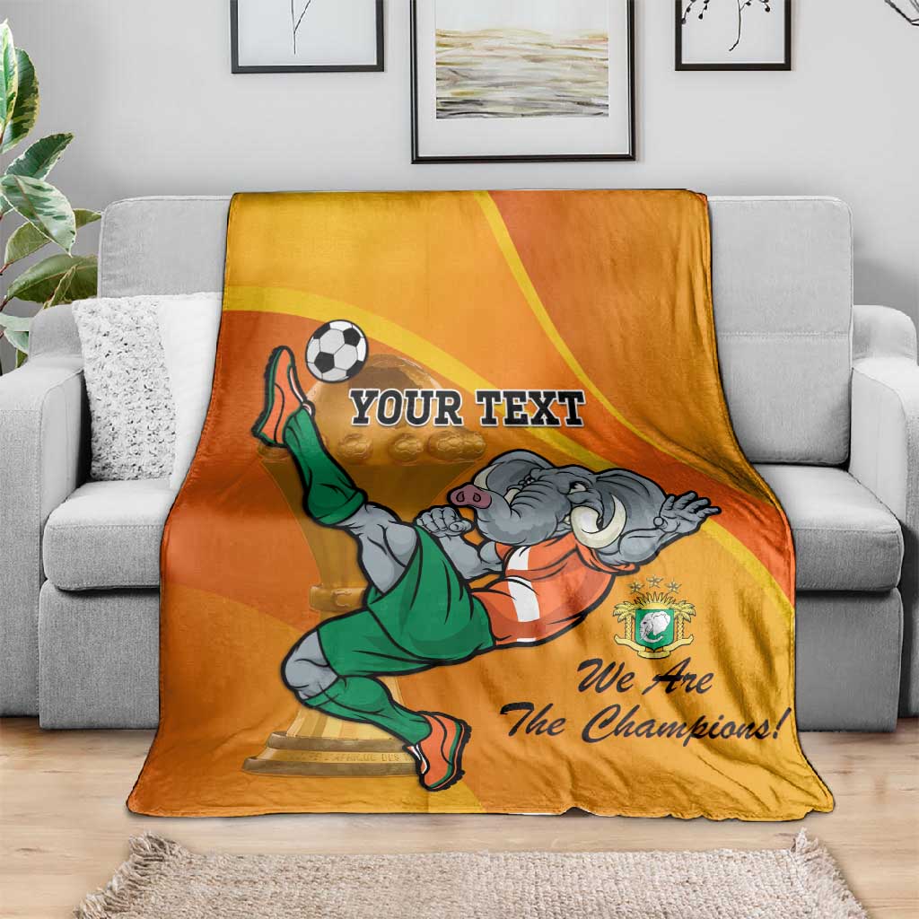 Custom Ivory Coast Football Blanket 2024 Mascot With Champions Trophy LT14