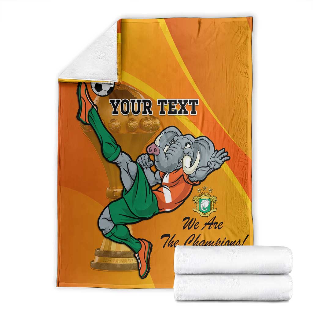 Custom Ivory Coast Football Blanket 2024 Mascot With Champions Trophy LT14