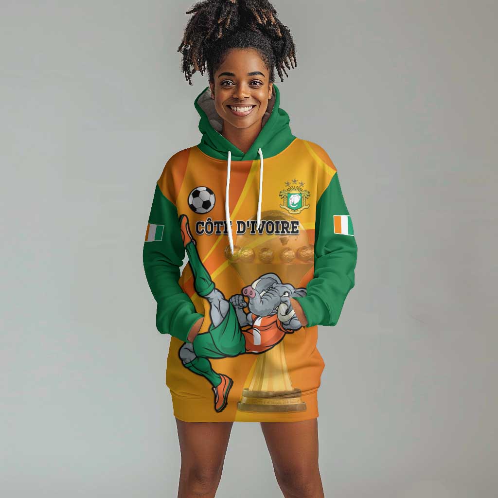 Custom Ivory Coast Football Hoodie Dress 2024 Mascot With Champions Trophy LT14