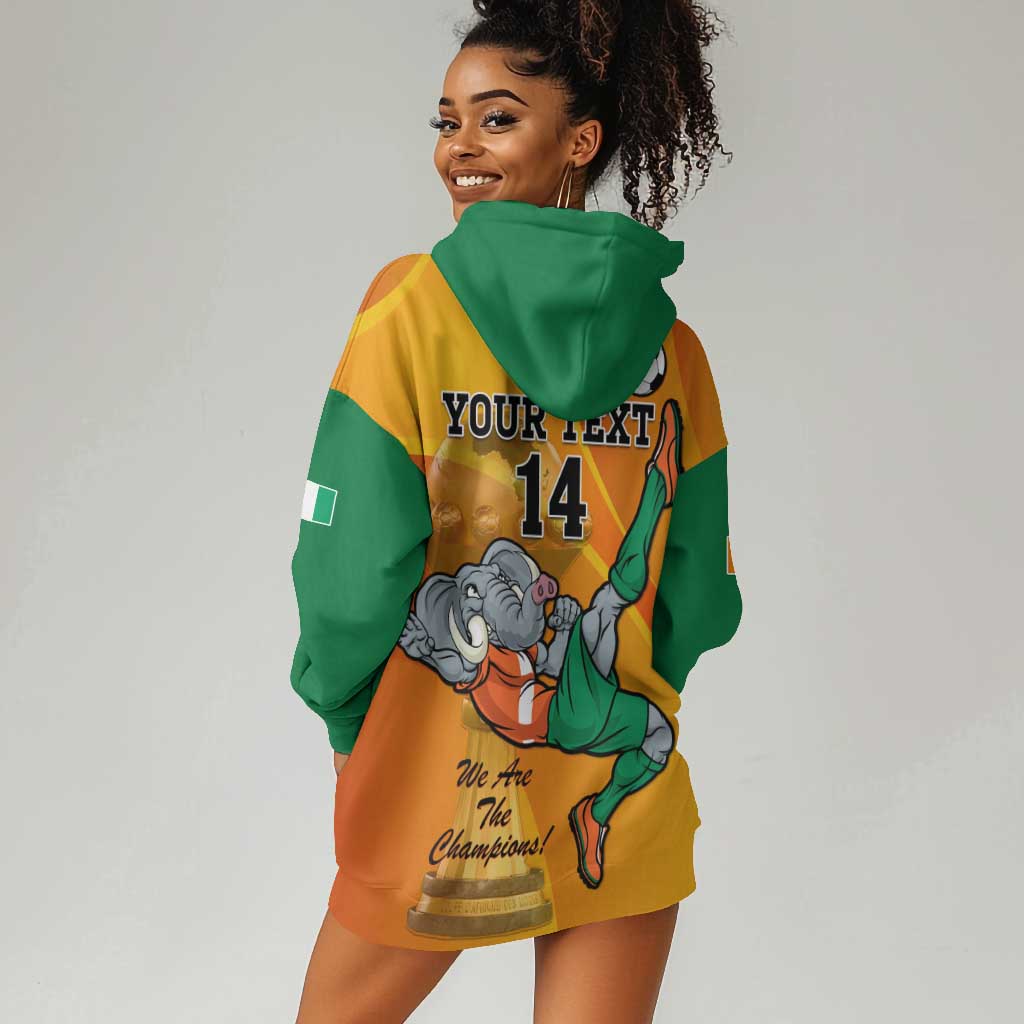 Custom Ivory Coast Football Hoodie Dress 2024 Mascot With Champions Trophy LT14