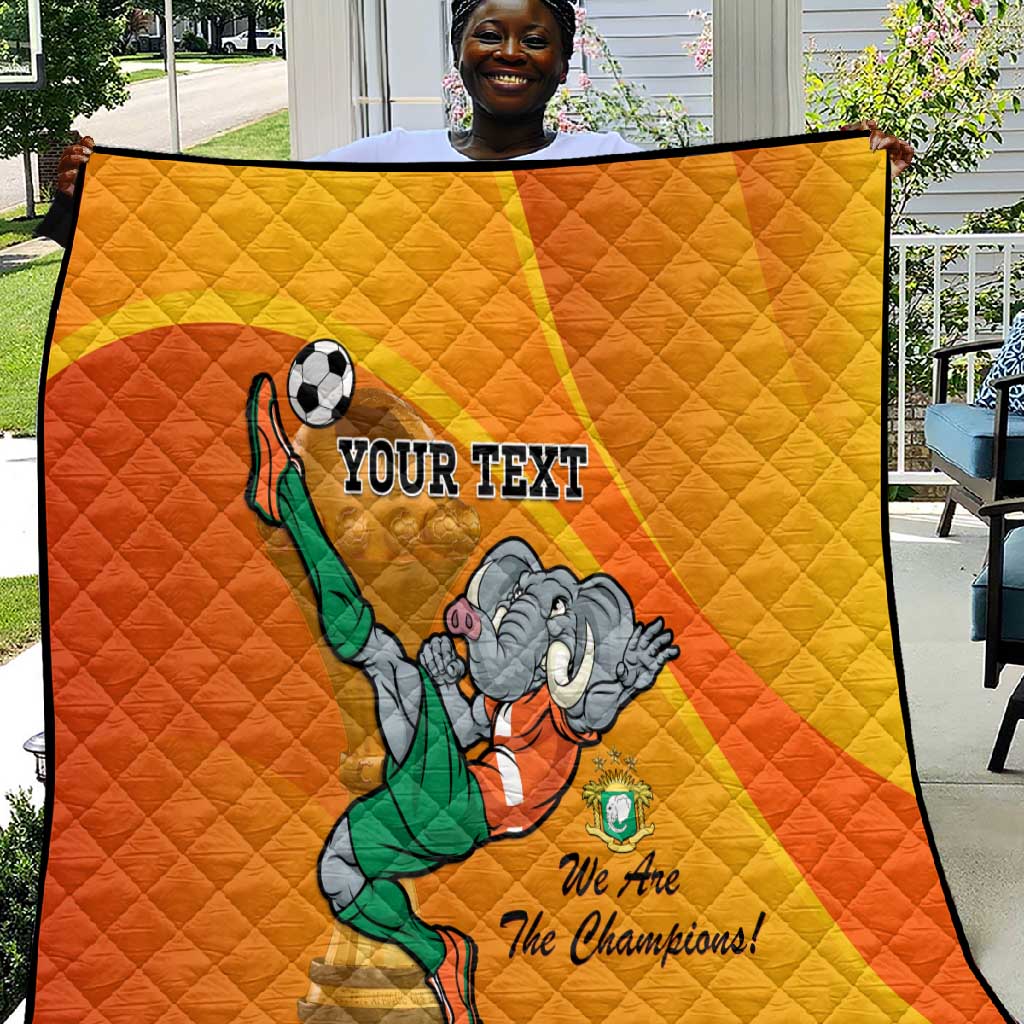 Custom Ivory Coast Football Quilt 2024 Mascot With Champions Trophy LT14
