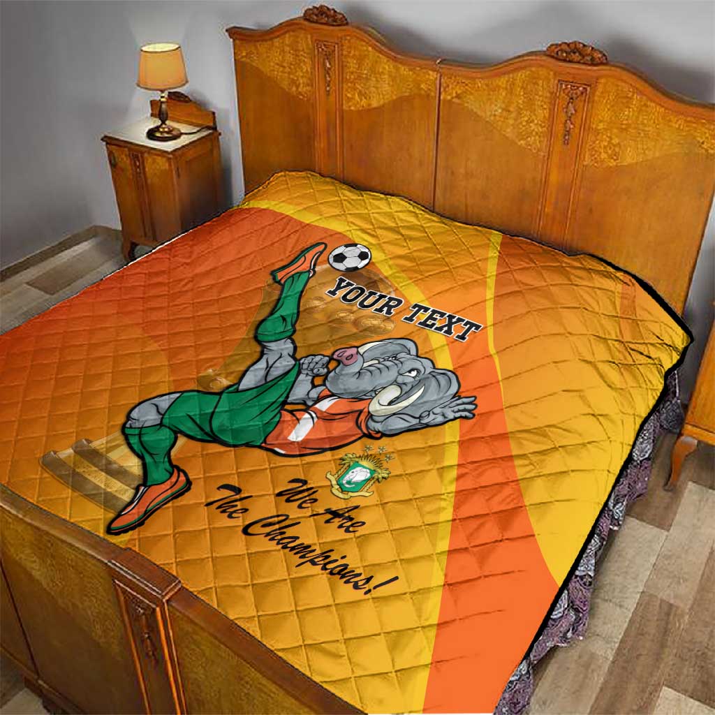 Custom Ivory Coast Football Quilt 2024 Mascot With Champions Trophy LT14
