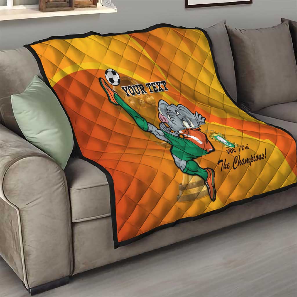 Custom Ivory Coast Football Quilt 2024 Mascot With Champions Trophy LT14