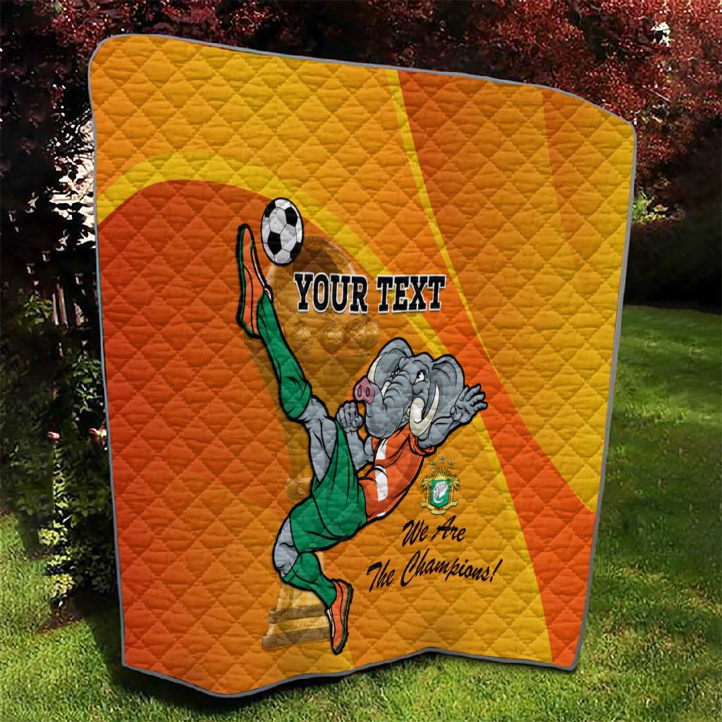 Custom Ivory Coast Football Quilt 2024 Mascot With Champions Trophy LT14