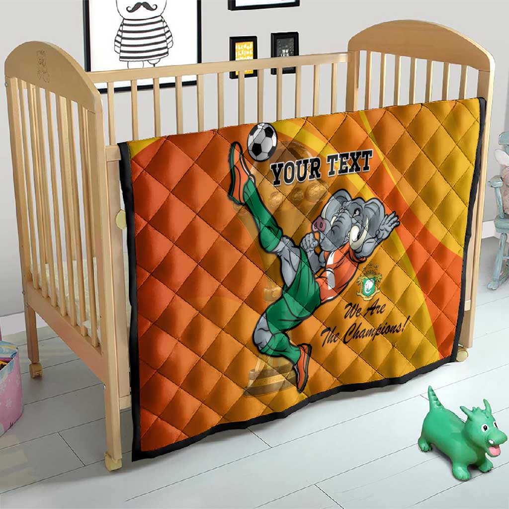 Custom Ivory Coast Football Quilt 2024 Mascot With Champions Trophy LT14
