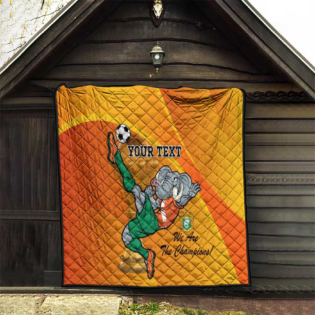 Custom Ivory Coast Football Quilt 2024 Mascot With Champions Trophy LT14