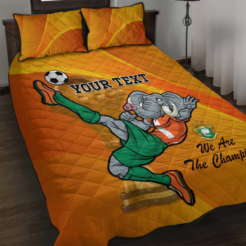 Custom Ivory Coast Football Quilt Bed Set 2024 Mascot With Champions Trophy LT14