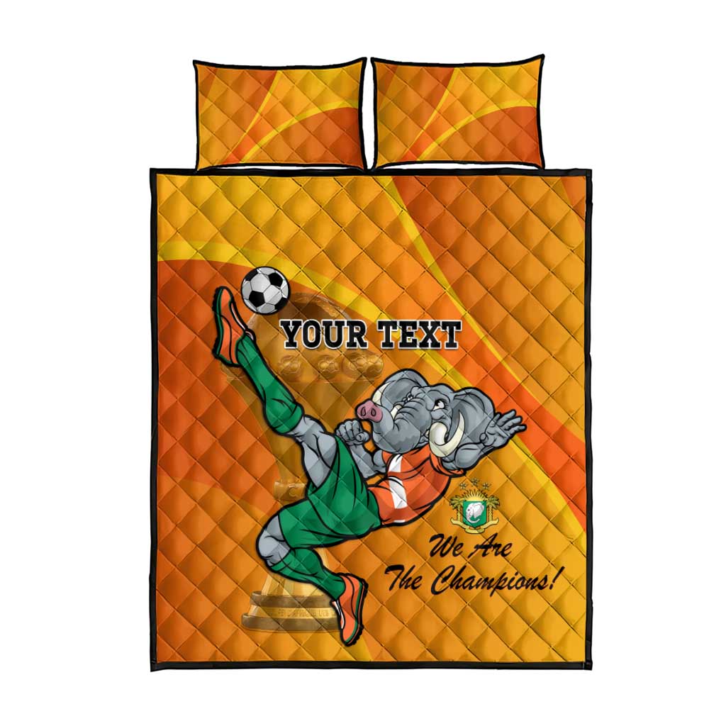Custom Ivory Coast Football Quilt Bed Set 2024 Mascot With Champions Trophy LT14