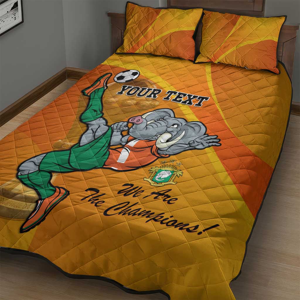 Custom Ivory Coast Football Quilt Bed Set 2024 Mascot With Champions Trophy LT14