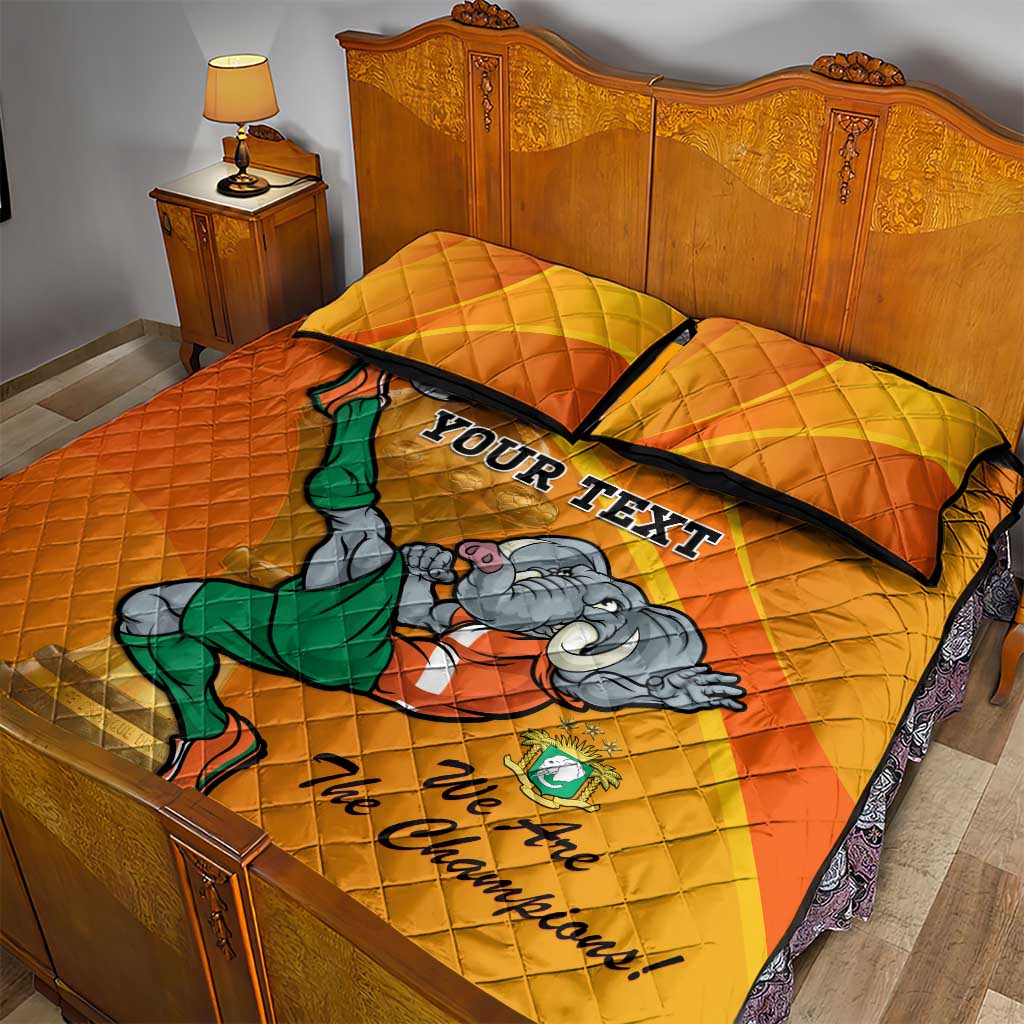 Custom Ivory Coast Football Quilt Bed Set 2024 Mascot With Champions Trophy LT14