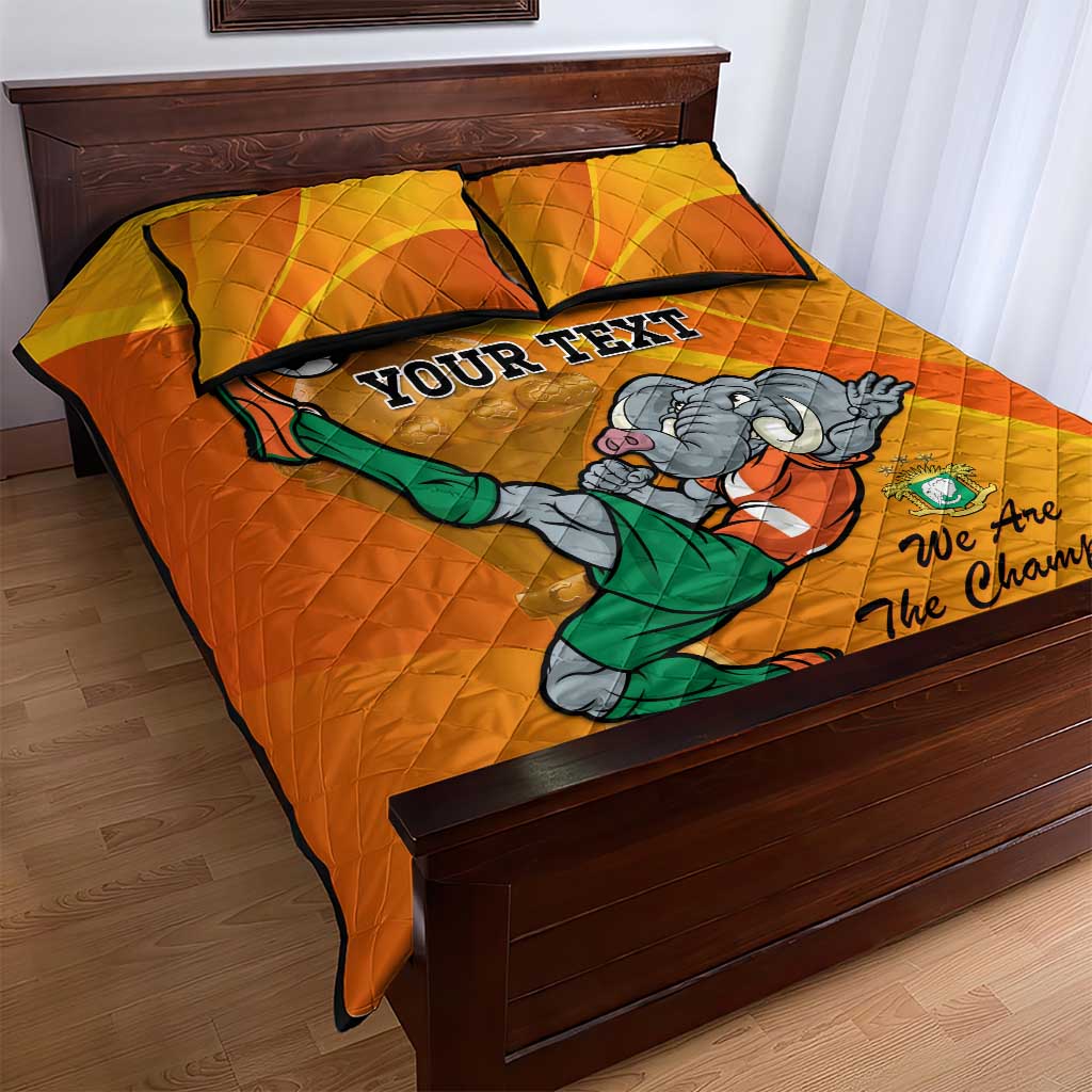 Custom Ivory Coast Football Quilt Bed Set 2024 Mascot With Champions Trophy LT14