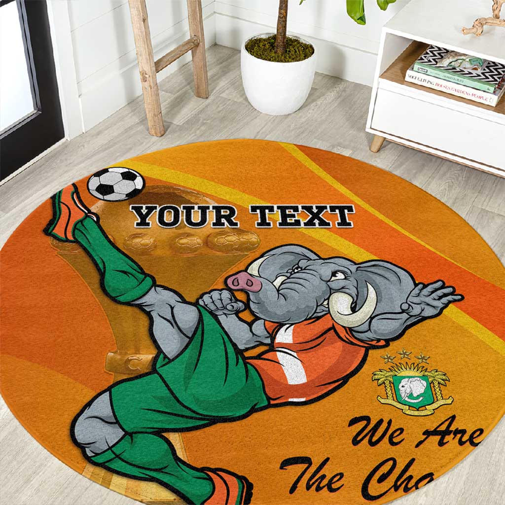 Custom Ivory Coast Football Round Carpet 2024 Mascot With Champions Trophy LT14