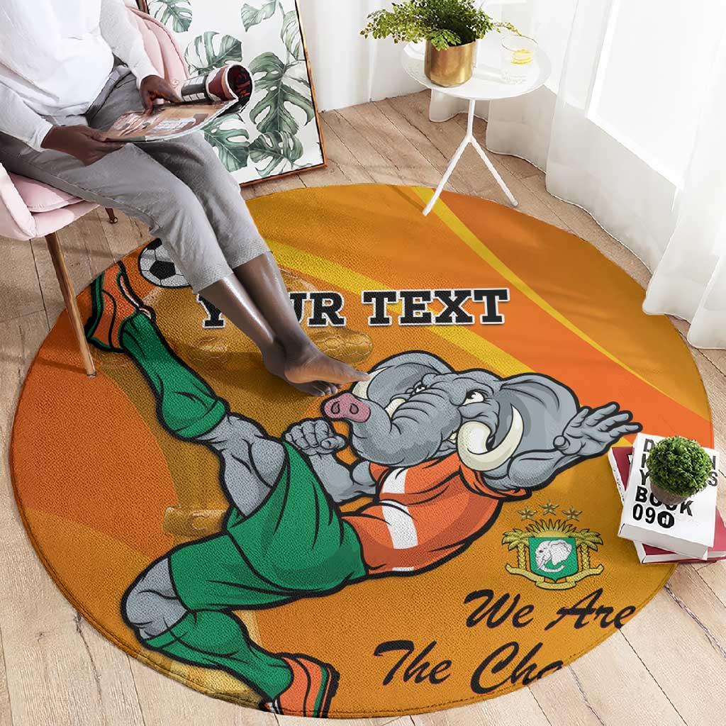 Custom Ivory Coast Football Round Carpet 2024 Mascot With Champions Trophy LT14