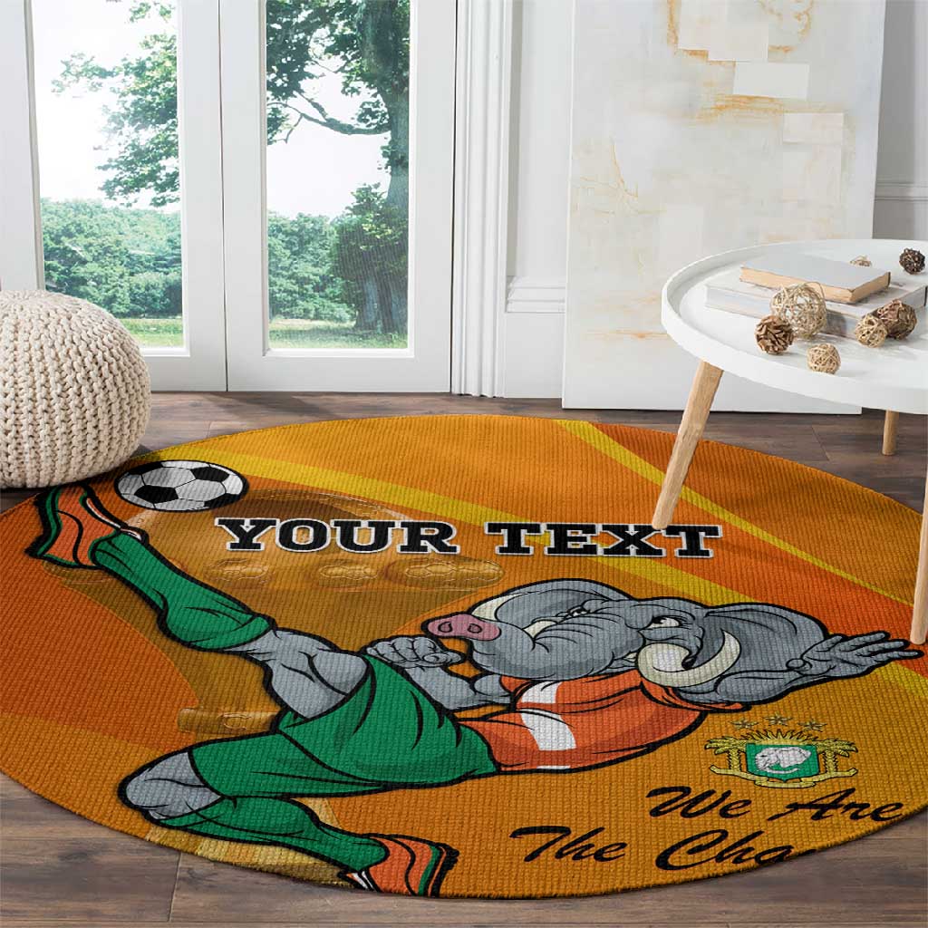Custom Ivory Coast Football Round Carpet 2024 Mascot With Champions Trophy LT14
