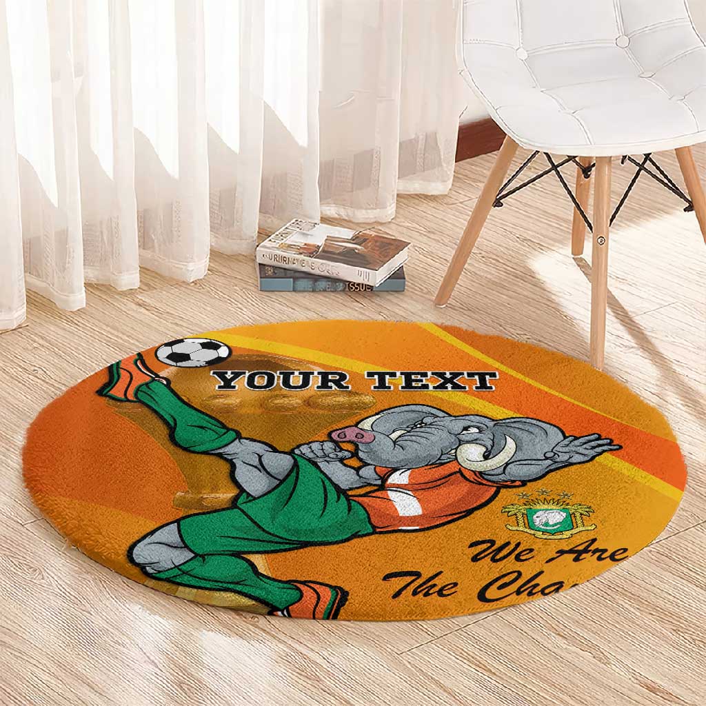 Custom Ivory Coast Football Round Carpet 2024 Mascot With Champions Trophy LT14