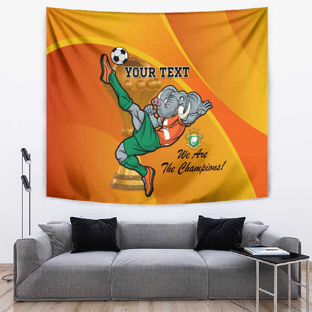 Custom Ivory Coast Football Tapestry 2024 Mascot With Champions Trophy LT14
