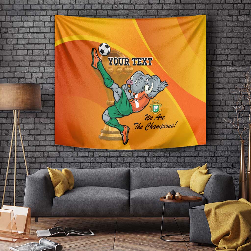 Custom Ivory Coast Football Tapestry 2024 Mascot With Champions Trophy LT14