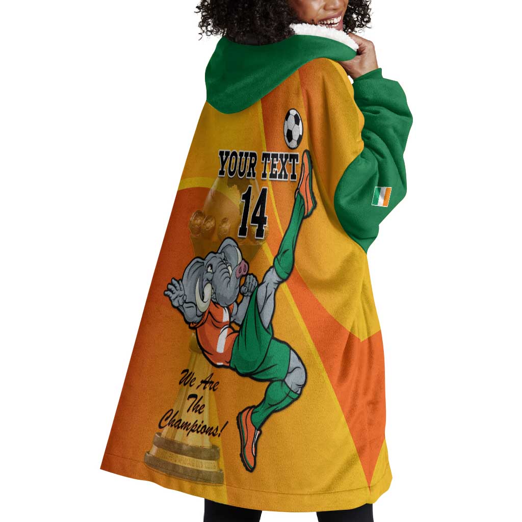 Custom Ivory Coast Football Wearable Blanket Hoodie 2024 Mascot With Champions Trophy LT14