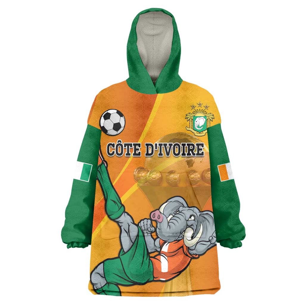 Custom Ivory Coast Football Wearable Blanket Hoodie 2024 Mascot With Champions Trophy LT14