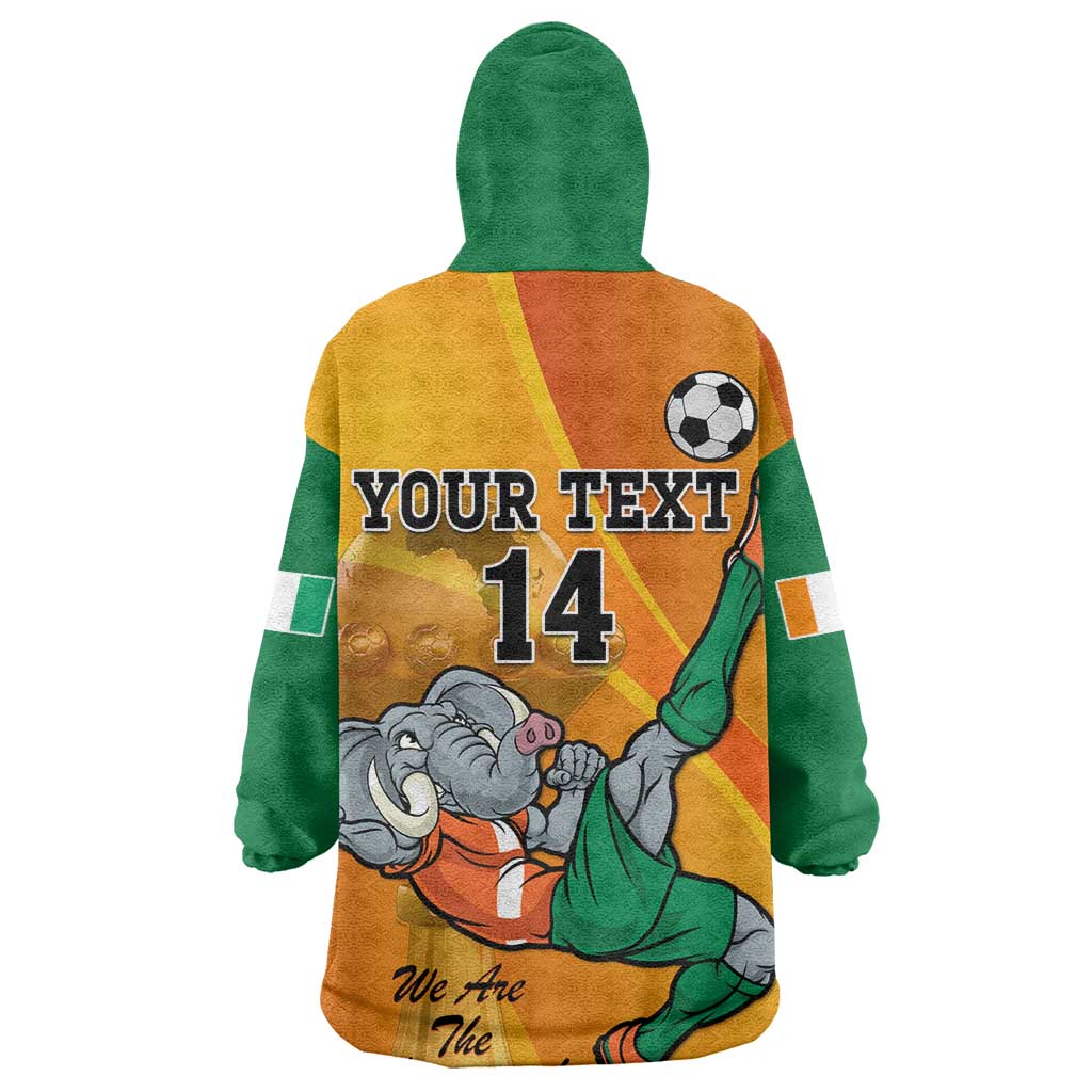 Custom Ivory Coast Football Wearable Blanket Hoodie 2024 Mascot With Champions Trophy LT14