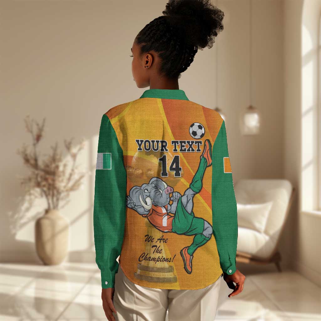 Custom Ivory Coast Football Women Casual Shirt 2024 Mascot With Champions Trophy LT14
