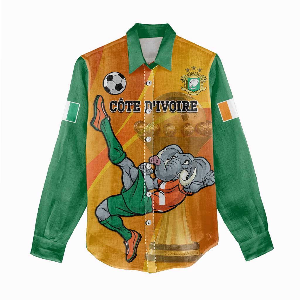 Custom Ivory Coast Football Women Casual Shirt 2024 Mascot With Champions Trophy LT14