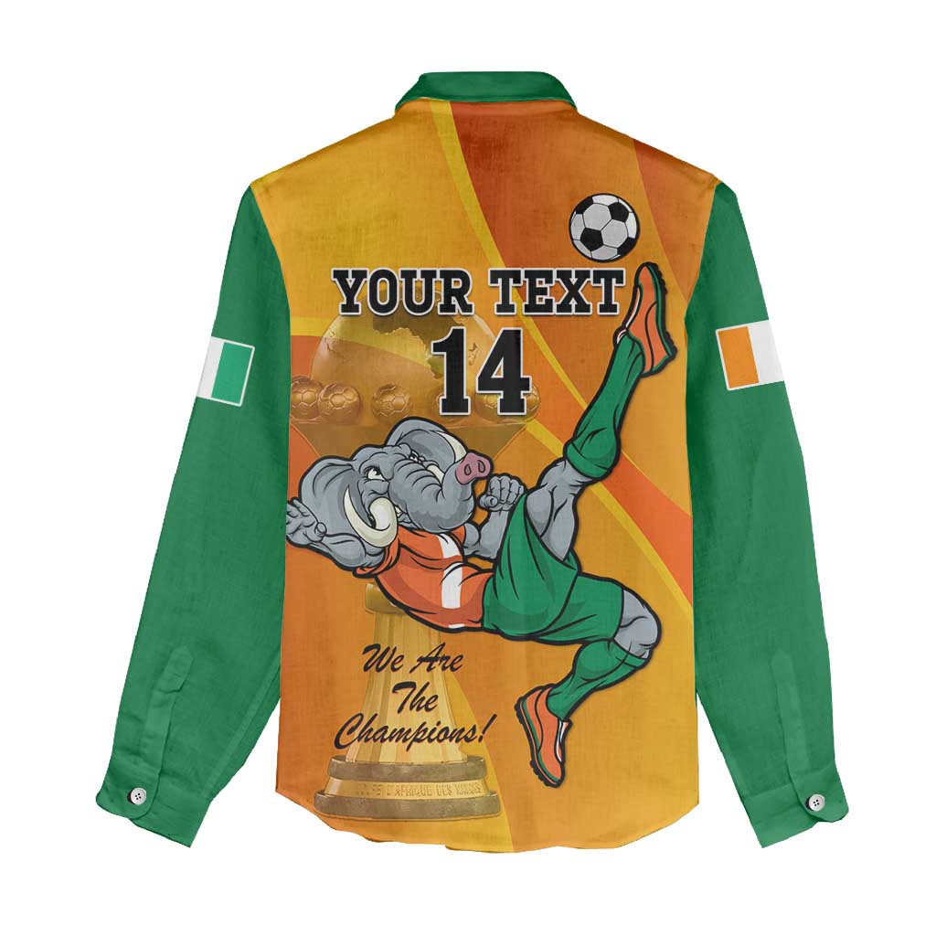Custom Ivory Coast Football Women Casual Shirt 2024 Mascot With Champions Trophy LT14