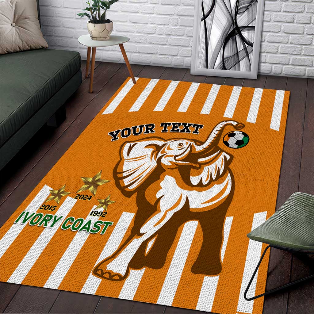 Custom Ivory Coast Football Area Rug Les Elephants 3rd Champions Proud LT14