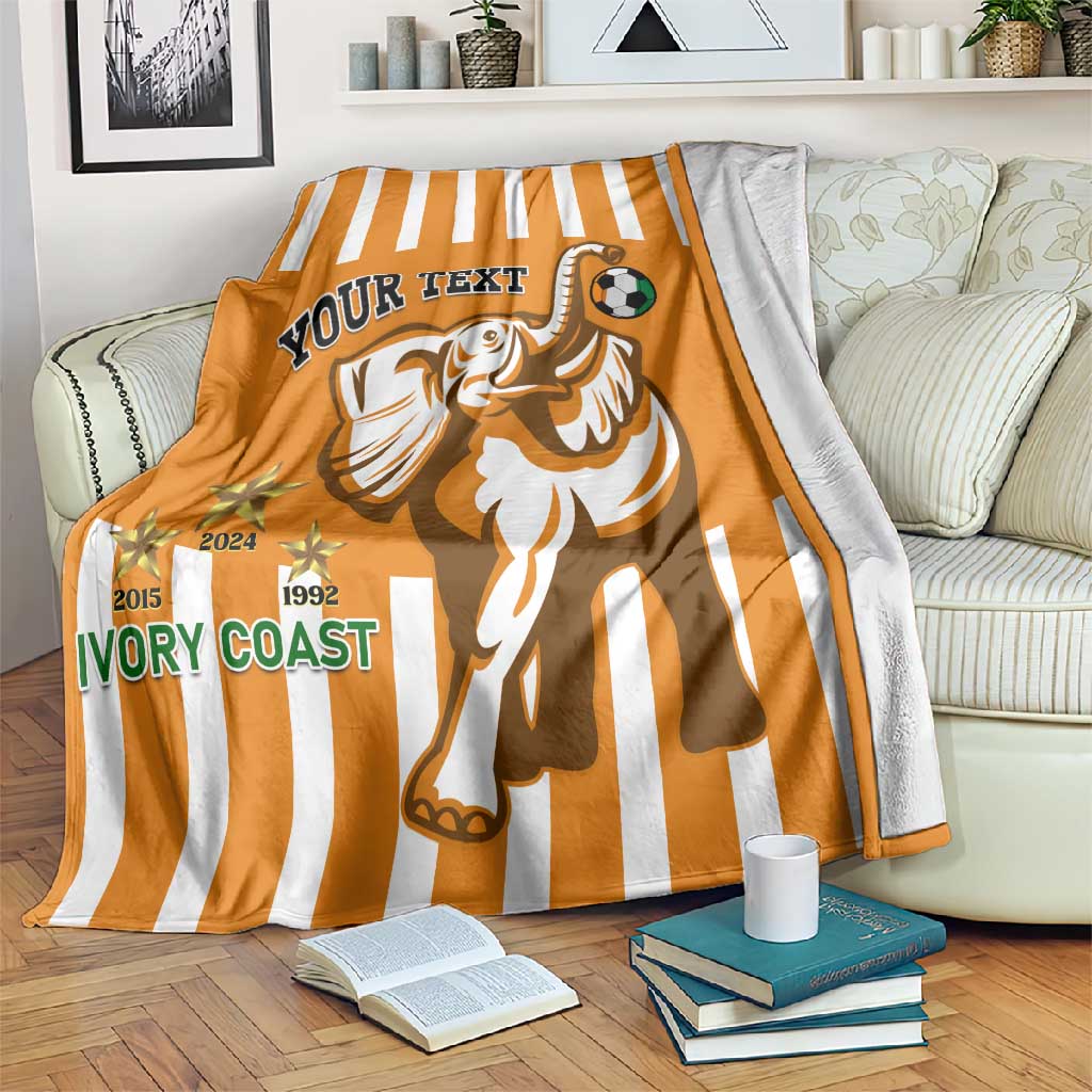 Custom Ivory Coast Football Blanket Les Elephants 3rd Champions Proud LT14