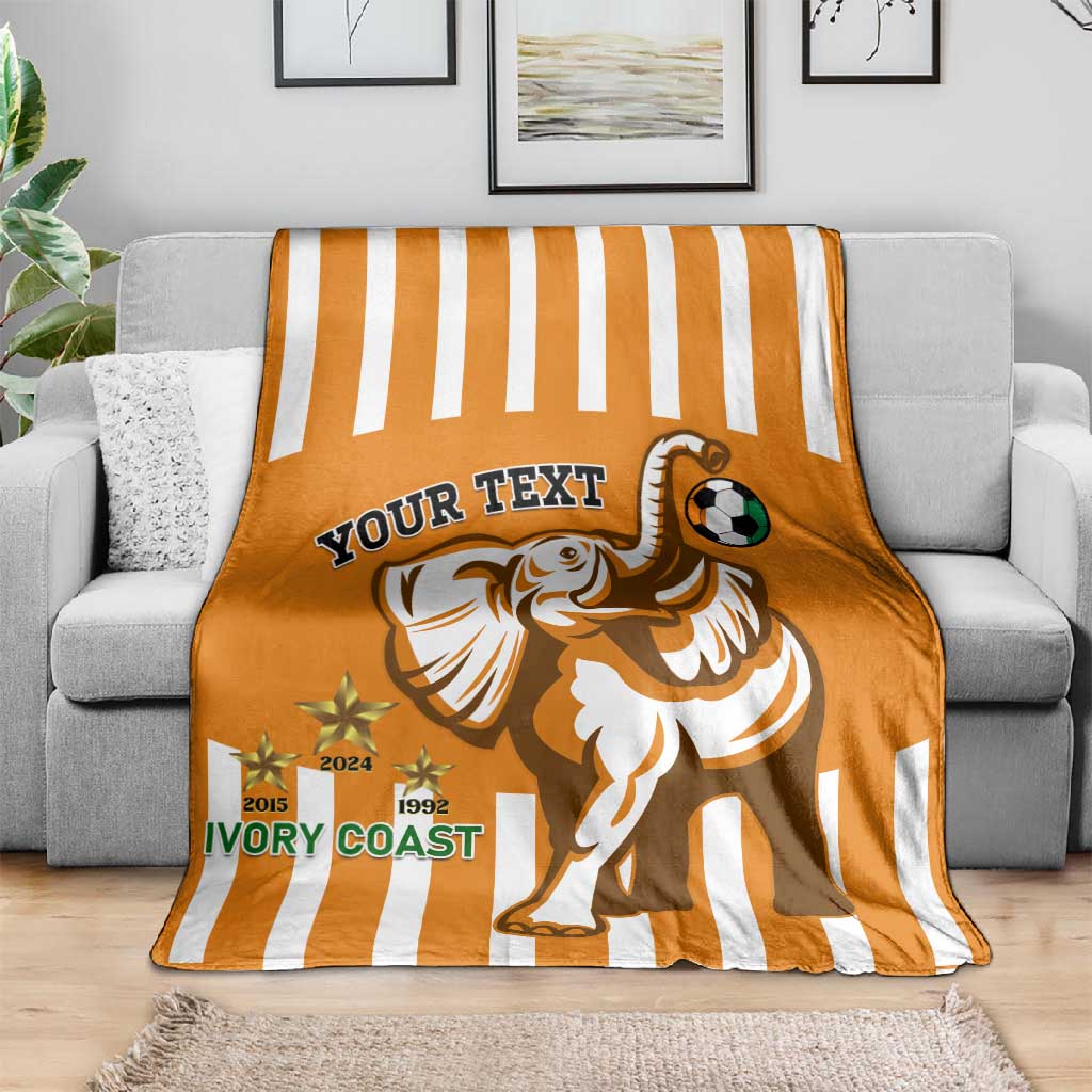 Custom Ivory Coast Football Blanket Les Elephants 3rd Champions Proud LT14