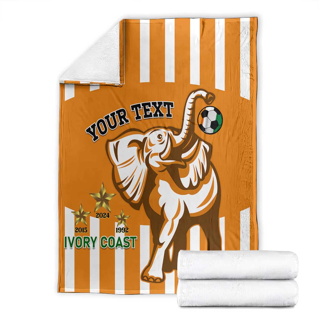 Custom Ivory Coast Football Blanket Les Elephants 3rd Champions Proud LT14