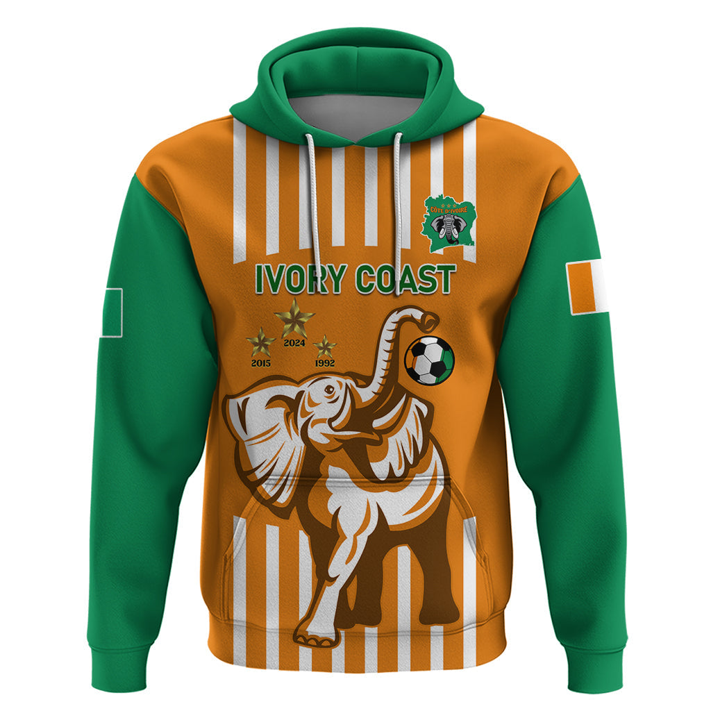 Custom Ivory Coast Football Hoodie Les Elephants 3rd Champions Proud LT14