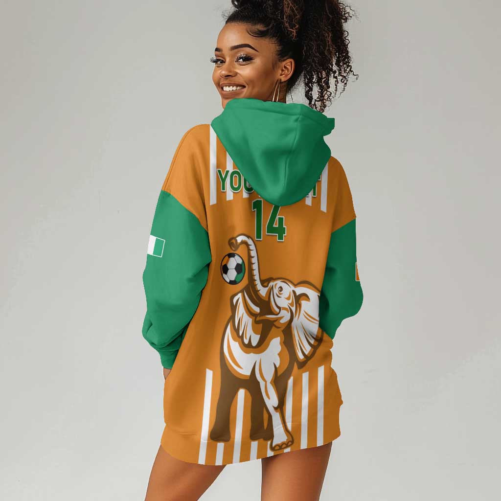 Custom Ivory Coast Football Hoodie Dress Les Elephants 3rd Champions Proud LT14