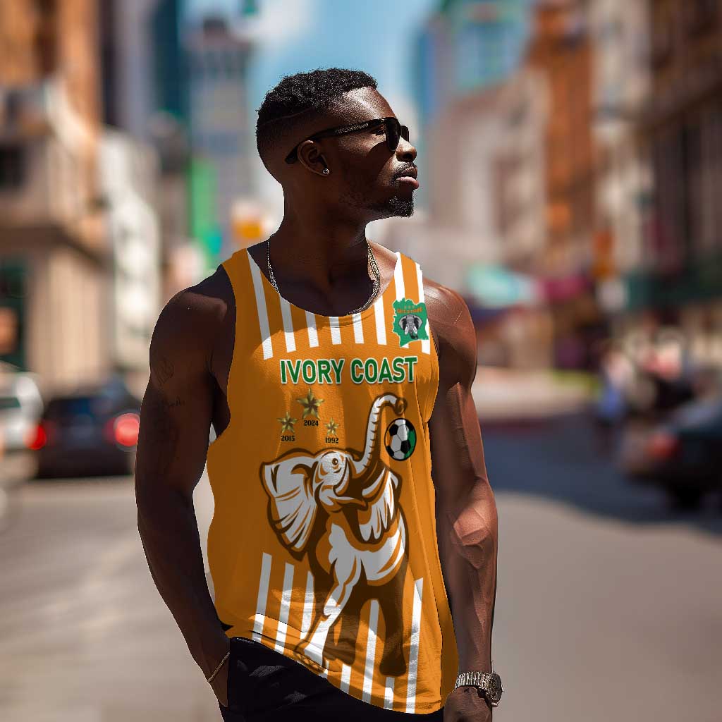 Custom Ivory Coast Football Men Tank Top Les Elephants 3rd Champions Proud LT14