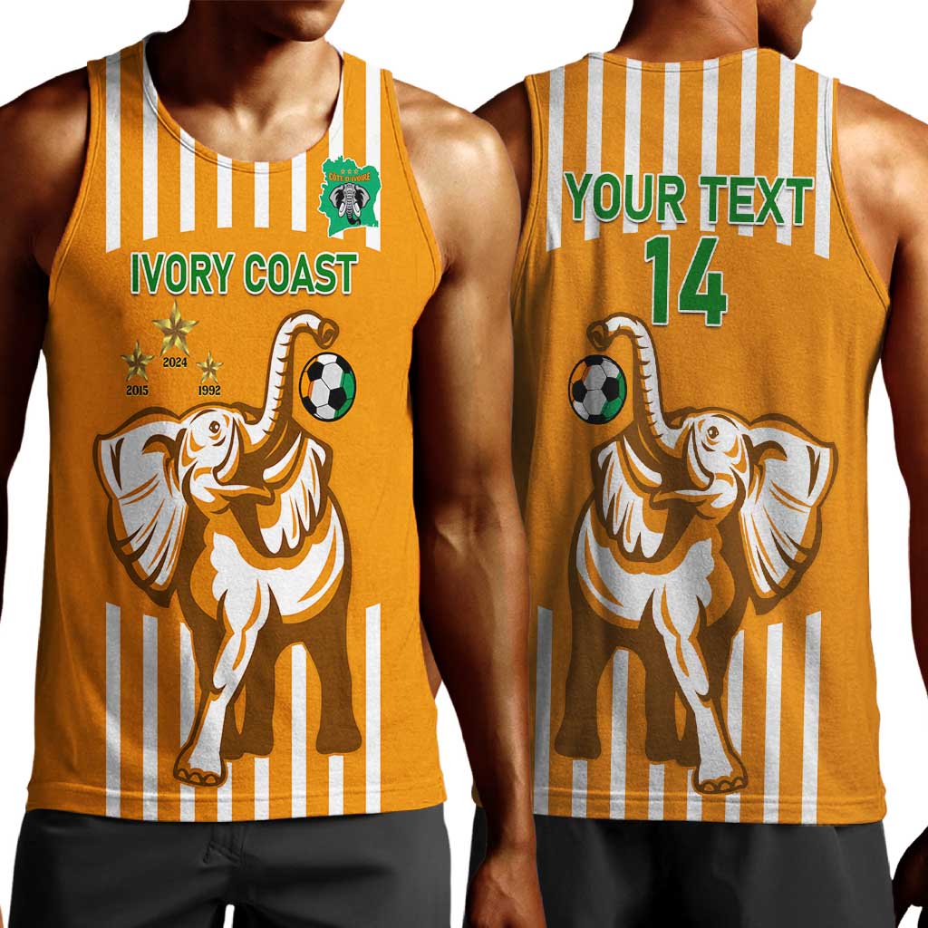 Custom Ivory Coast Football Men Tank Top Les Elephants 3rd Champions Proud LT14