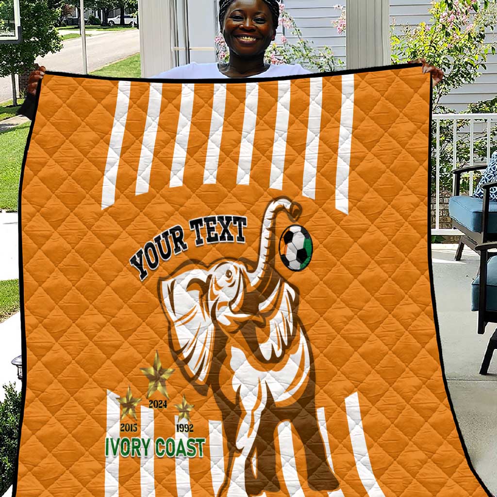 Custom Ivory Coast Football Quilt Les Elephants 3rd Champions Proud LT14