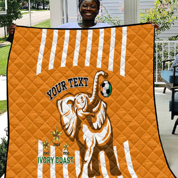 Custom Ivory Coast Football Quilt Les Elephants 3rd Champions Proud LT14