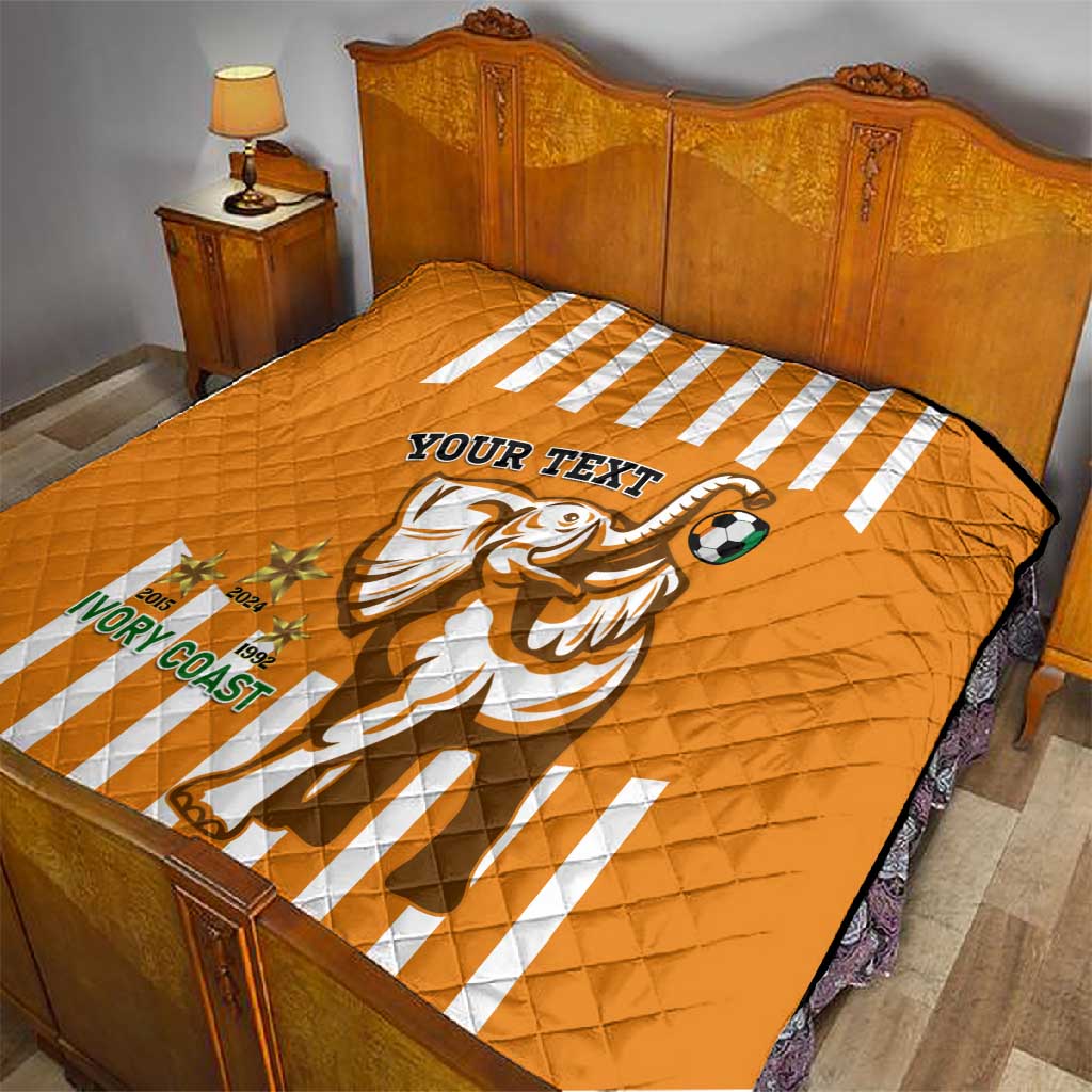 Custom Ivory Coast Football Quilt Les Elephants 3rd Champions Proud LT14