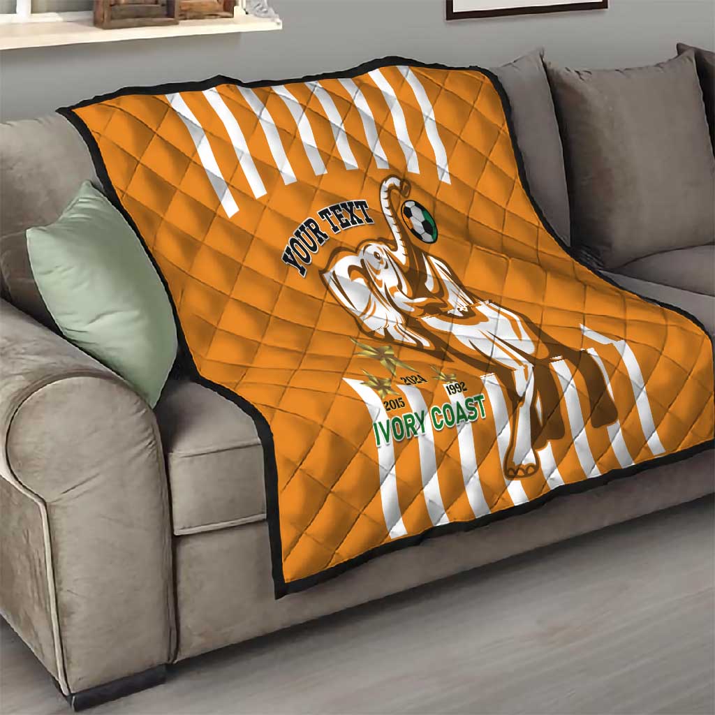 Custom Ivory Coast Football Quilt Les Elephants 3rd Champions Proud LT14