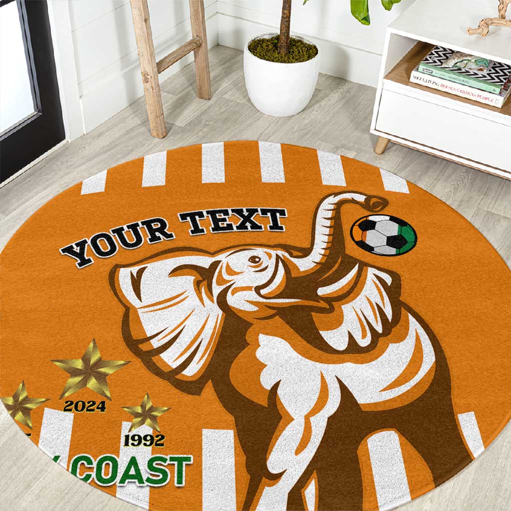 Custom Ivory Coast Football Round Carpet Les Elephants 3rd Champions Proud LT14